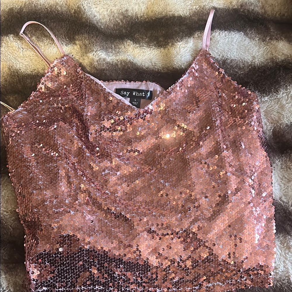 Say What? Women's Pink Sequin Top